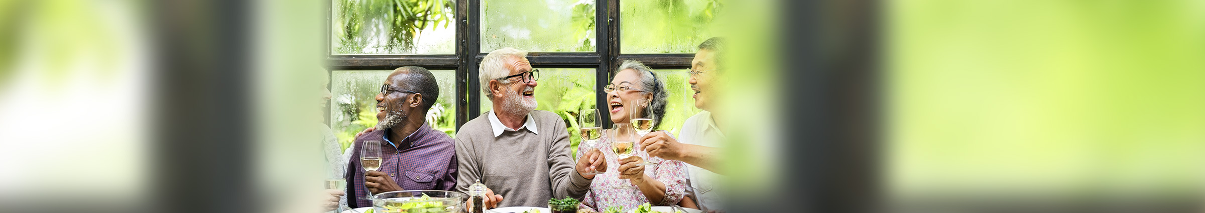 Group of seniors having dinner