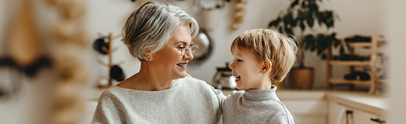 Woman and child laughing