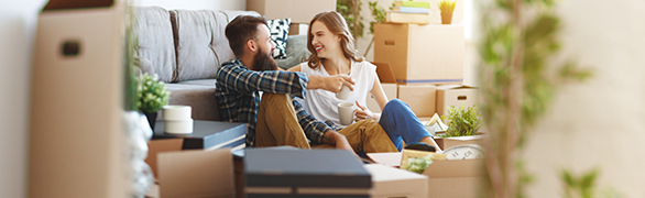 Couple with boxes