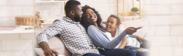 Family watching TV