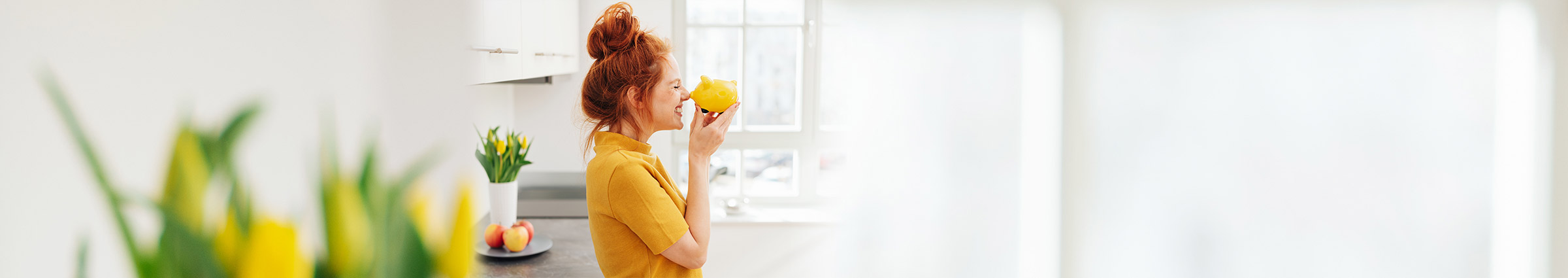 Woman smelling flower