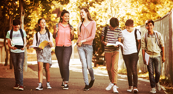 Teens with backpacks