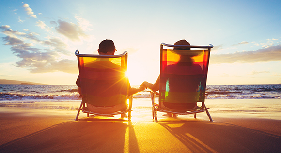 Couple watching sunset